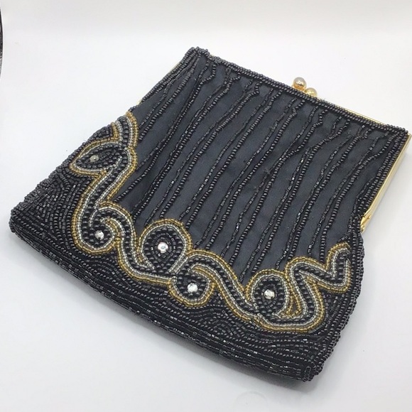 Andre Cellini Elegant Black Beaded Clutch - Picture 6 of 6